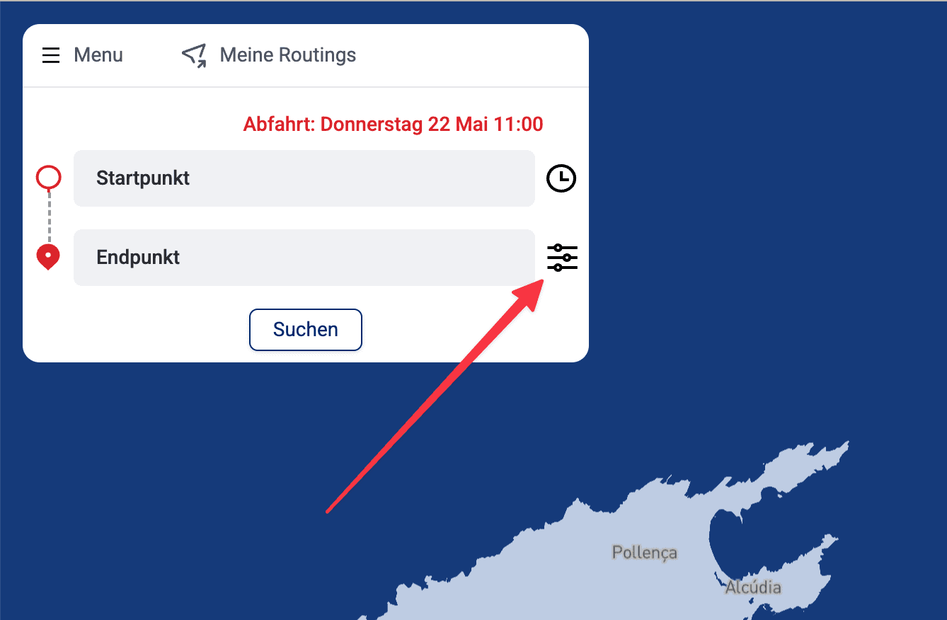 Sailrouting Einstellungsseite
