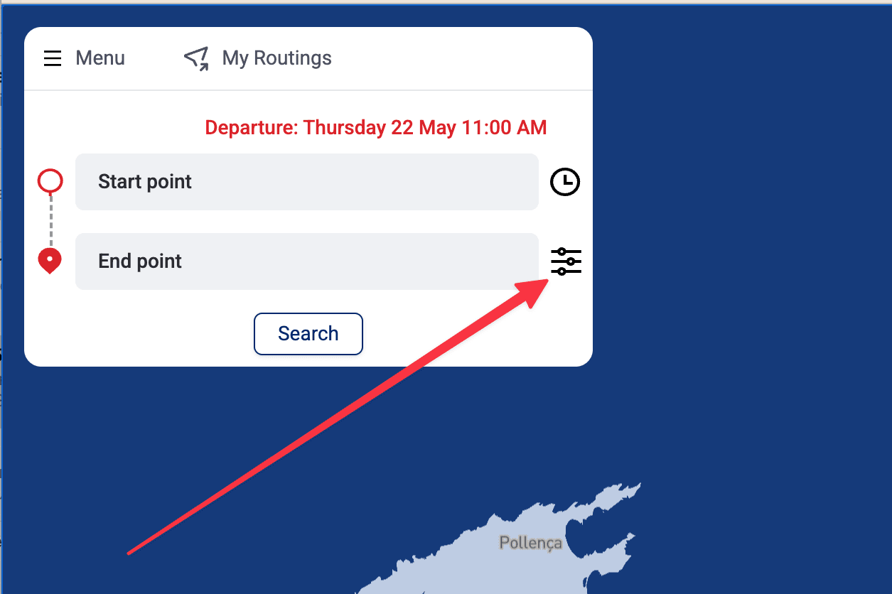 Sailrouting settings page